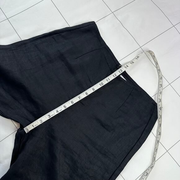 Faithfull the Brand Pants Womens 6 Black Linen Wide Leg Ottavio High Rise Zip Up - Picture 10 of 13